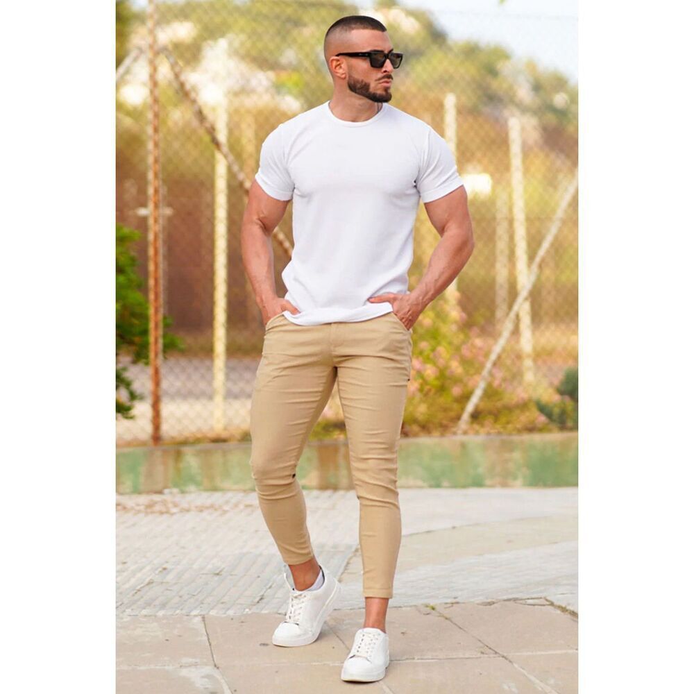 NWT Mens Gingtto Khaki Modern Twill Weekender Skinny Pants with Stretch - Sz 30